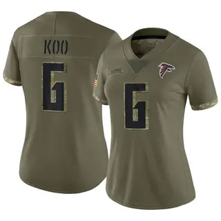 Limited Younghoe Koo Women's Atlanta Falcons 2022 Salute To Service Jersey - Olive